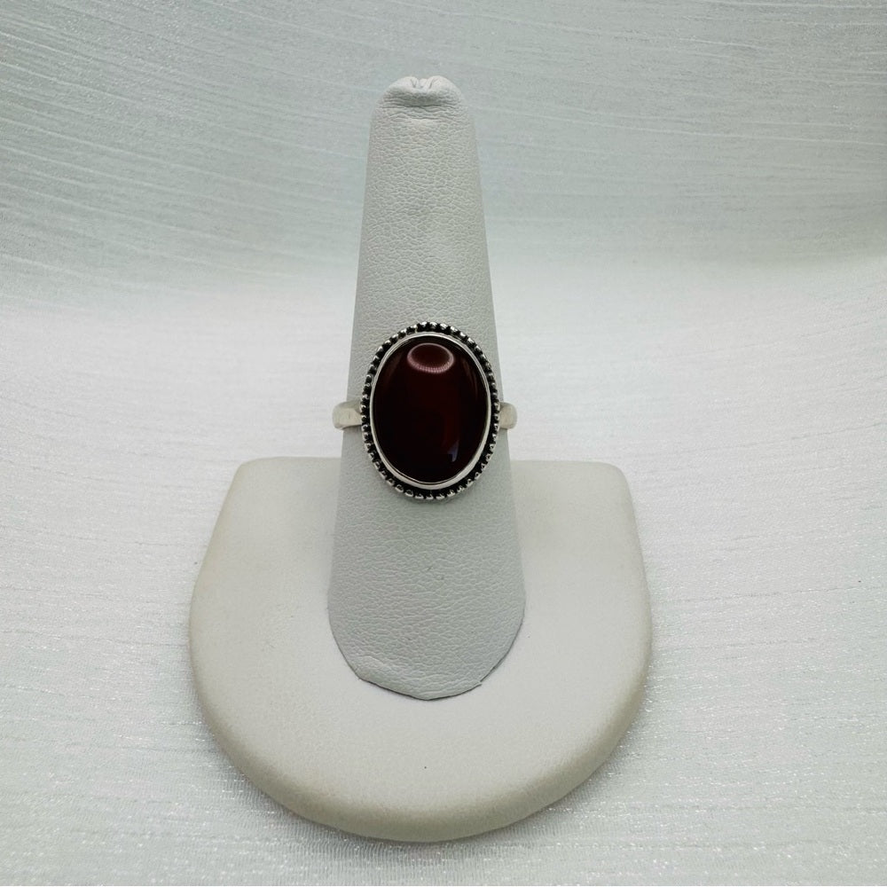 S925 Oval Carnelian Ring