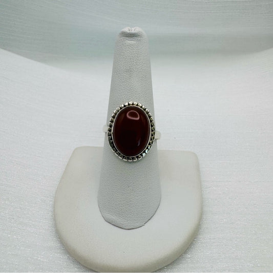 S925 Oval Carnelian Ring