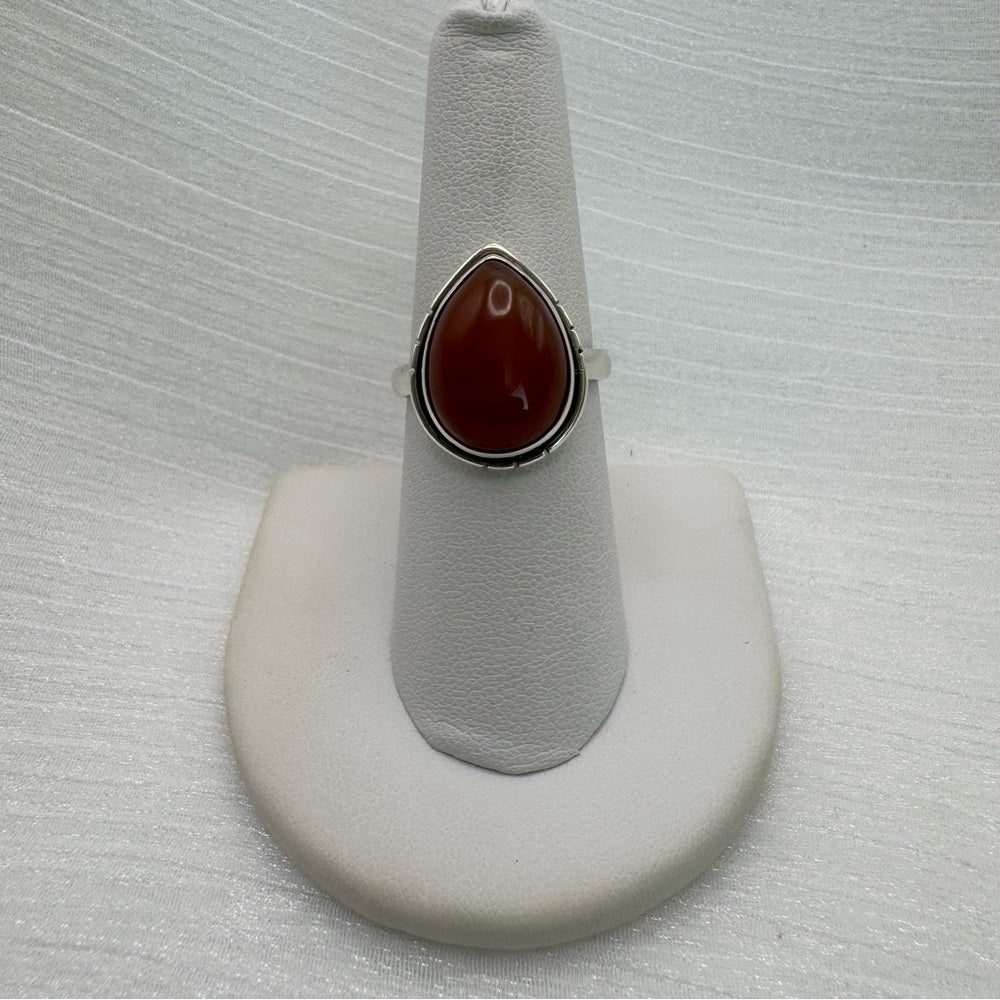 S925 Teardrop Carnelian Ring