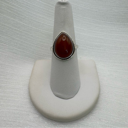 S925 Teardrop Carnelian Ring