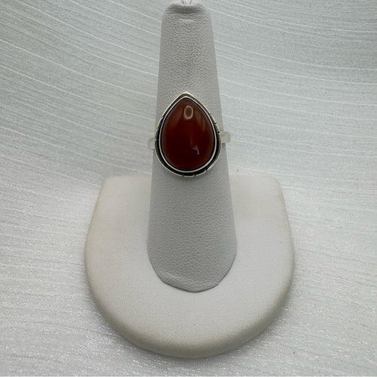 S925 Teardrop Carnelian Ring