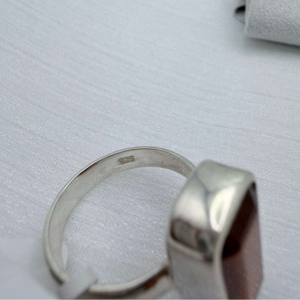 Orange Kyanite Elongated Emerald Cut Ring