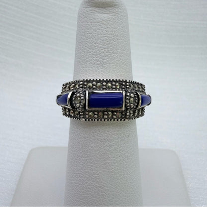 S925 Lapis & Hematite Ring