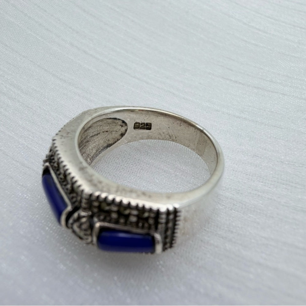 S925 Lapis & Hematite Ring