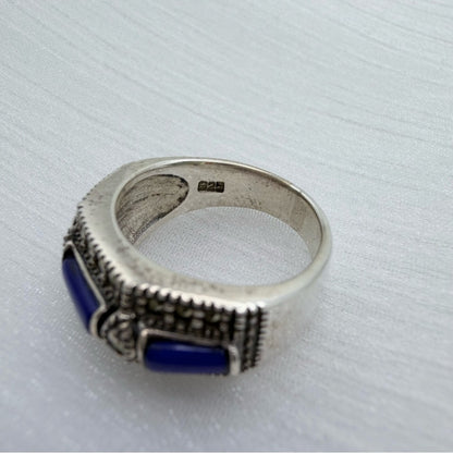 S925 Lapis & Hematite Ring
