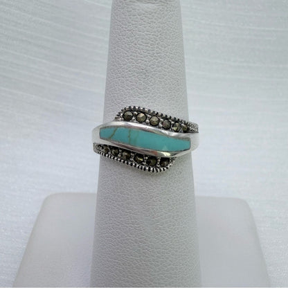 S925 Turquoise & Hematite Ring