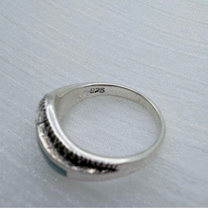 S925 Turquoise & Hematite Ring