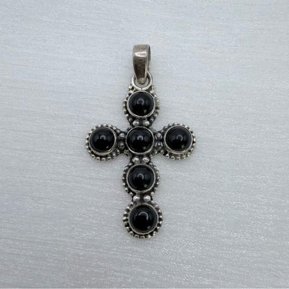 S925 Obsidian Cross Pendant