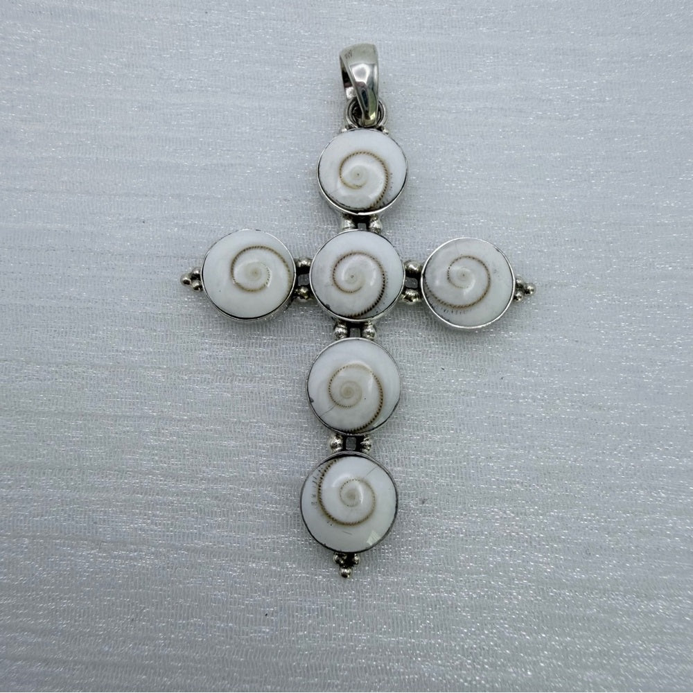 S925 Shiva Shell Cross Pendant