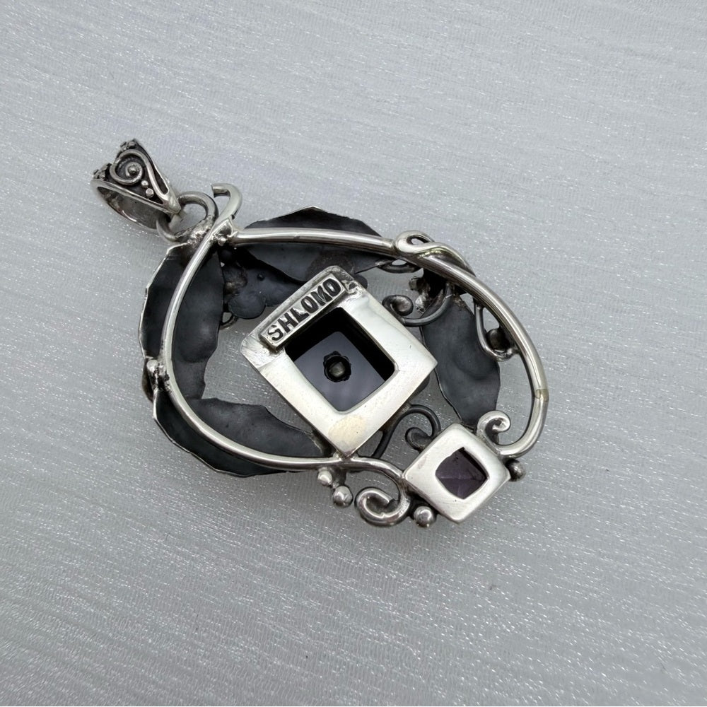 S925 Black Onyx and Amethyst Pendant