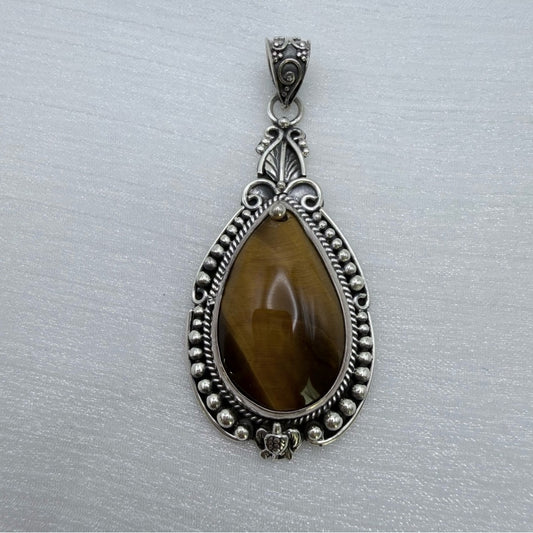 S925 Tigers Eye Pendant