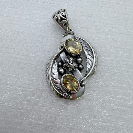 S925 Citrine Turtle Pendant