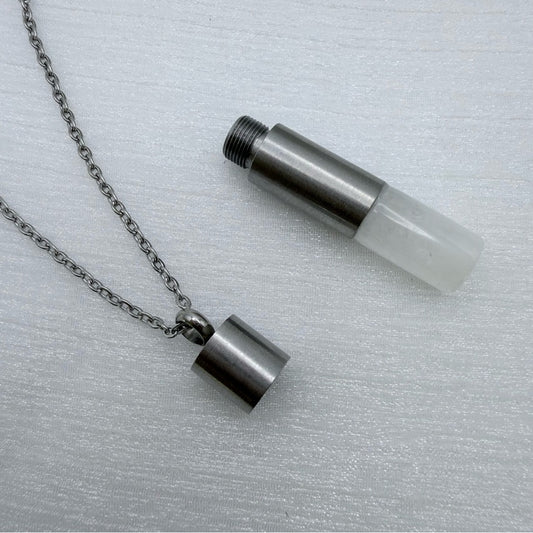 S925 Clear Quartz Secret Container Necklace