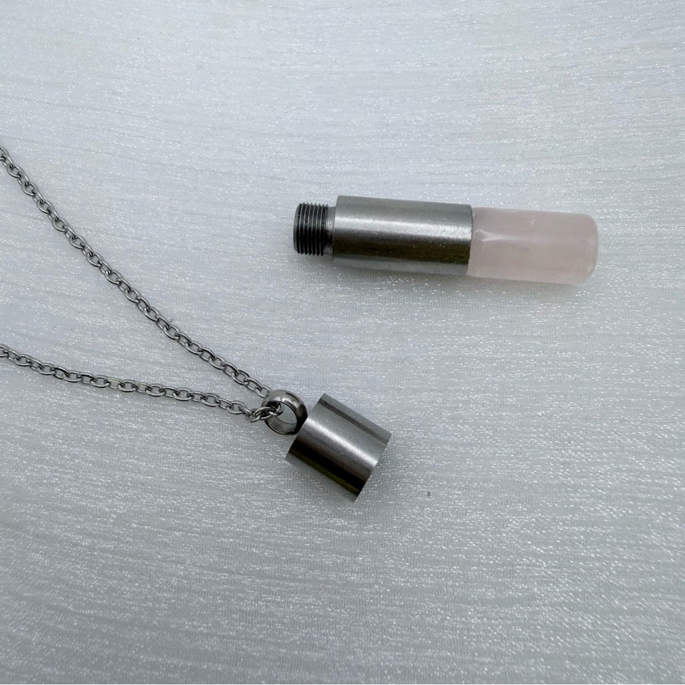 S925 Rose Quartz Secret Container Necklace