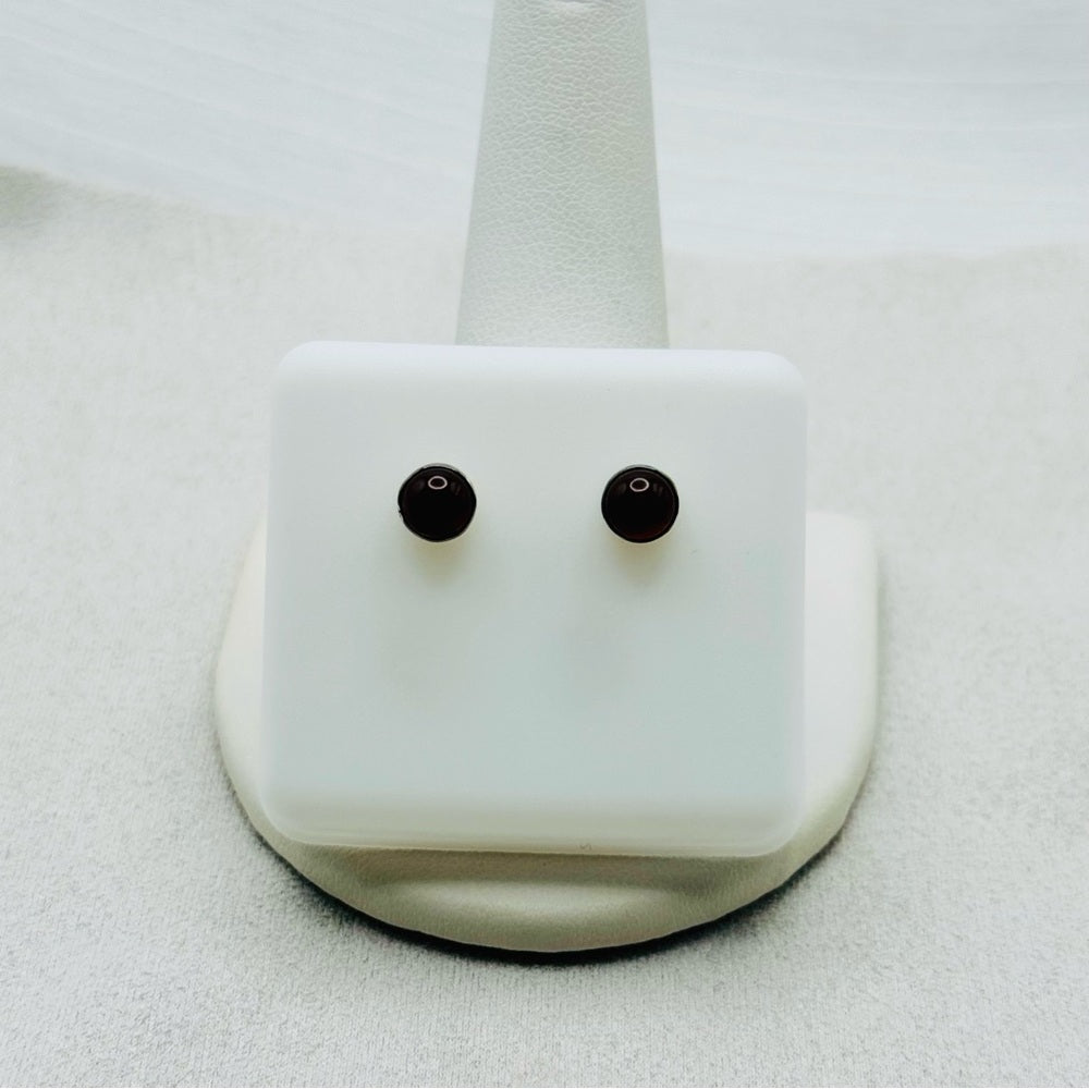 S925 Round Carnelian Stud Earrings