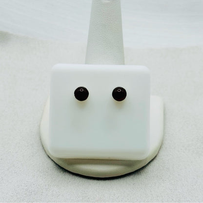 S925 Round Carnelian Stud Earrings