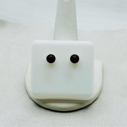 S925 Round Carnelian Stud Earrings