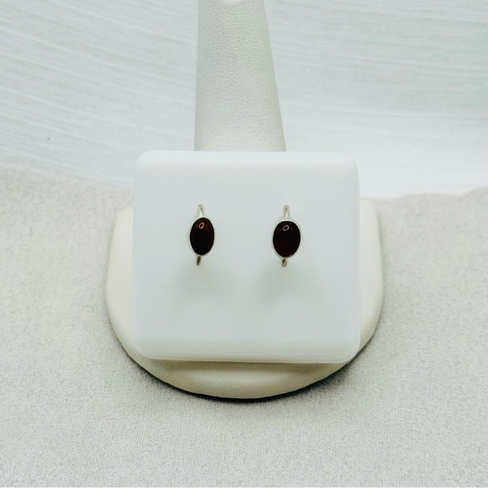 S925 Oval Carnelian Huggie Earrings