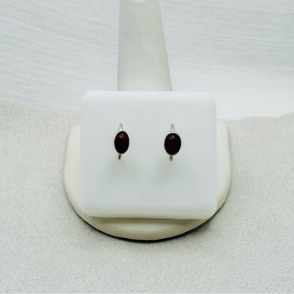 S925 Oval Carnelian Huggie Earrings