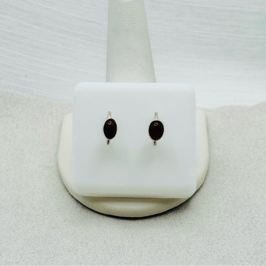 S925 Oval Carnelian Huggie Earrings