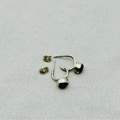 S925 Oval Carnelian Huggie Earrings