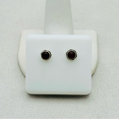 S925 Round Carnelian Stud Earrings