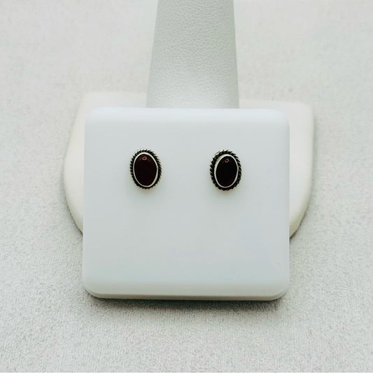 S925 Oval Carnelian Stud Earrings