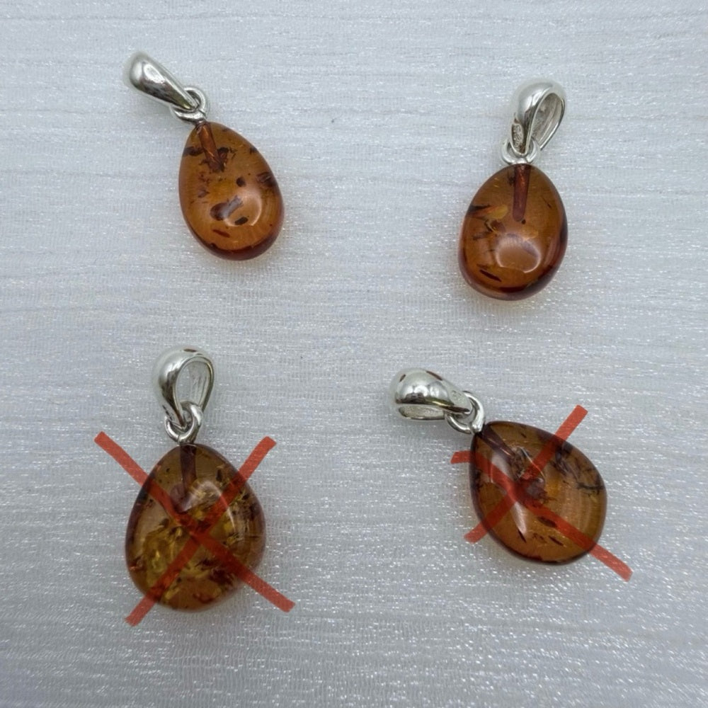S925 Baltic Amber Teardrop Pendant