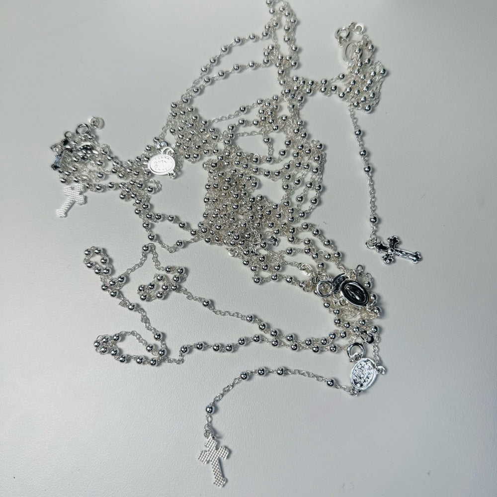 Silver Rosary Necklaces