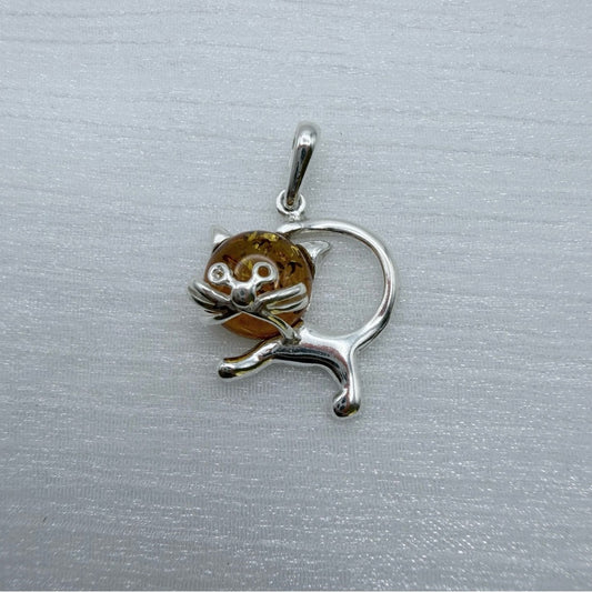 S925 Amber Cat Pendant