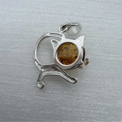 S925 Amber Cat Pendant