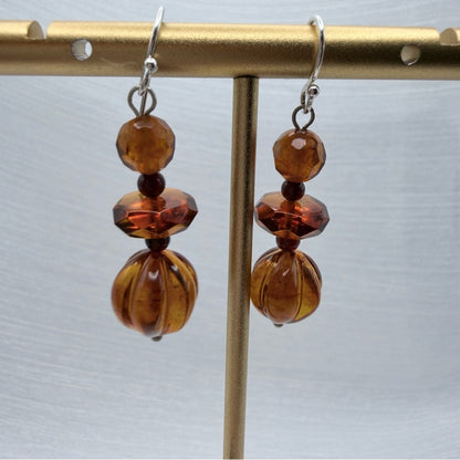 S925 Amber Dangle Earrings