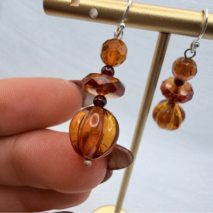 S925 Amber Dangle Earrings
