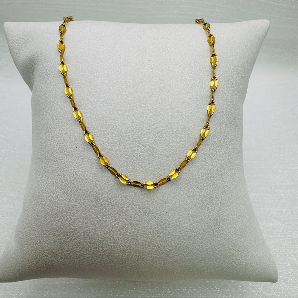 Gold Stainless Steel Dainty Lace Chain Necklace