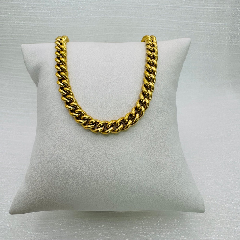 Gold Stainless Steel Cuban Link Chain Necklace