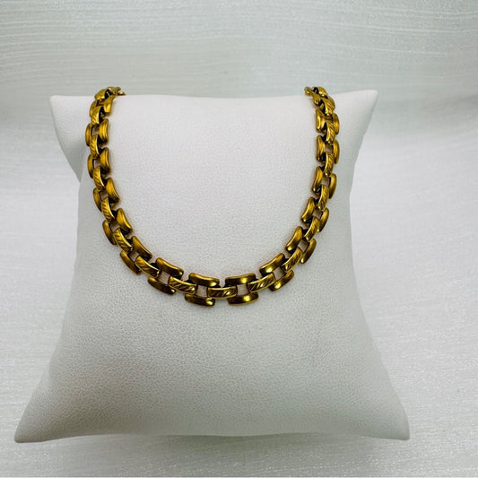Gold Stainless Steel Square Link Chain Necklace
