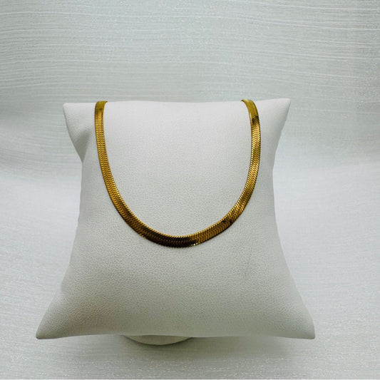 Gold Stainless Steel Herringbone Chain Necklace