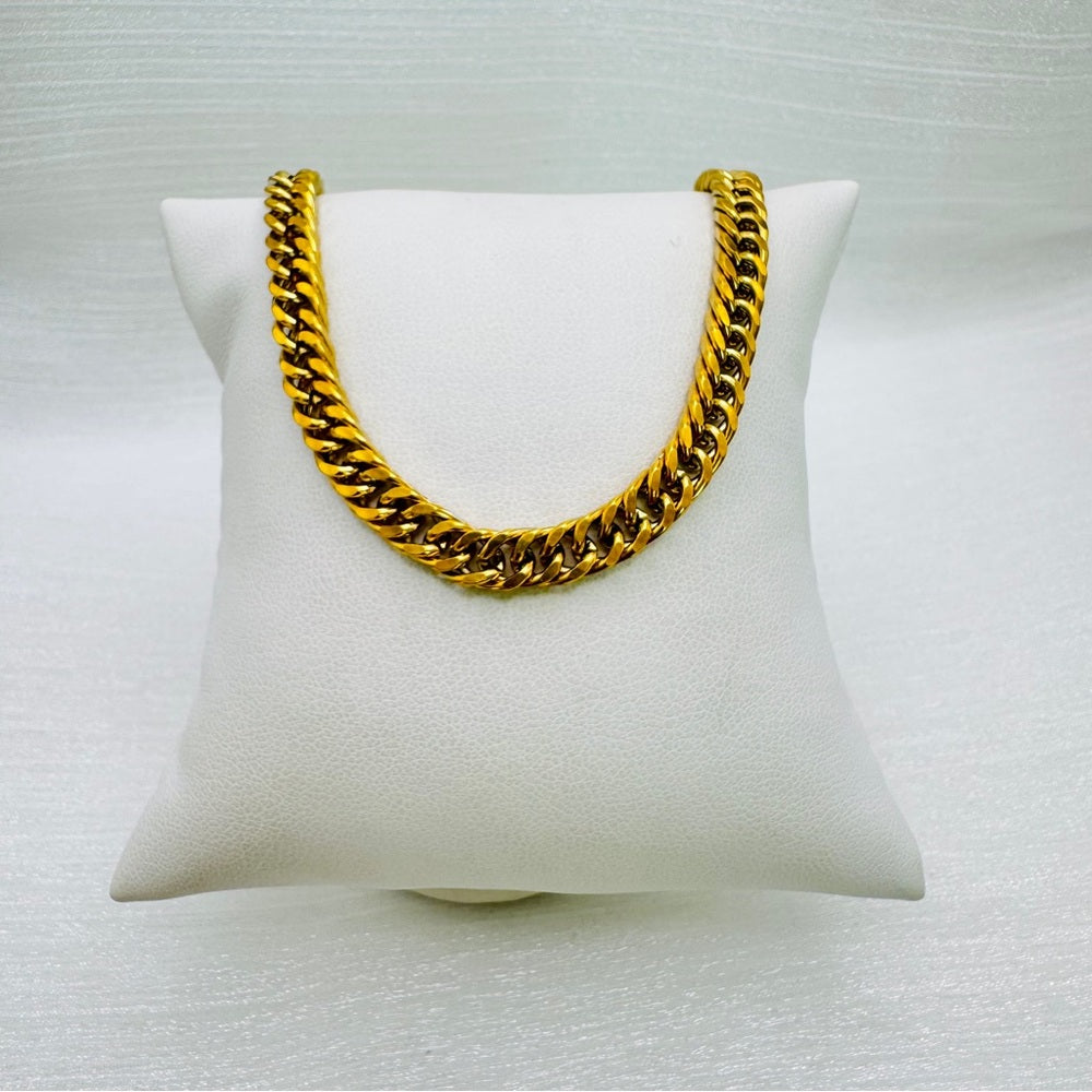 Gold Stainless Steel Chunky Double Cuban Chain Necklace