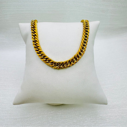 Gold Stainless Steel Chunky Double Cuban Chain Necklace
