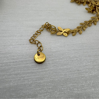 Gold Stainless Steel Flat Leaf Chain Necklace