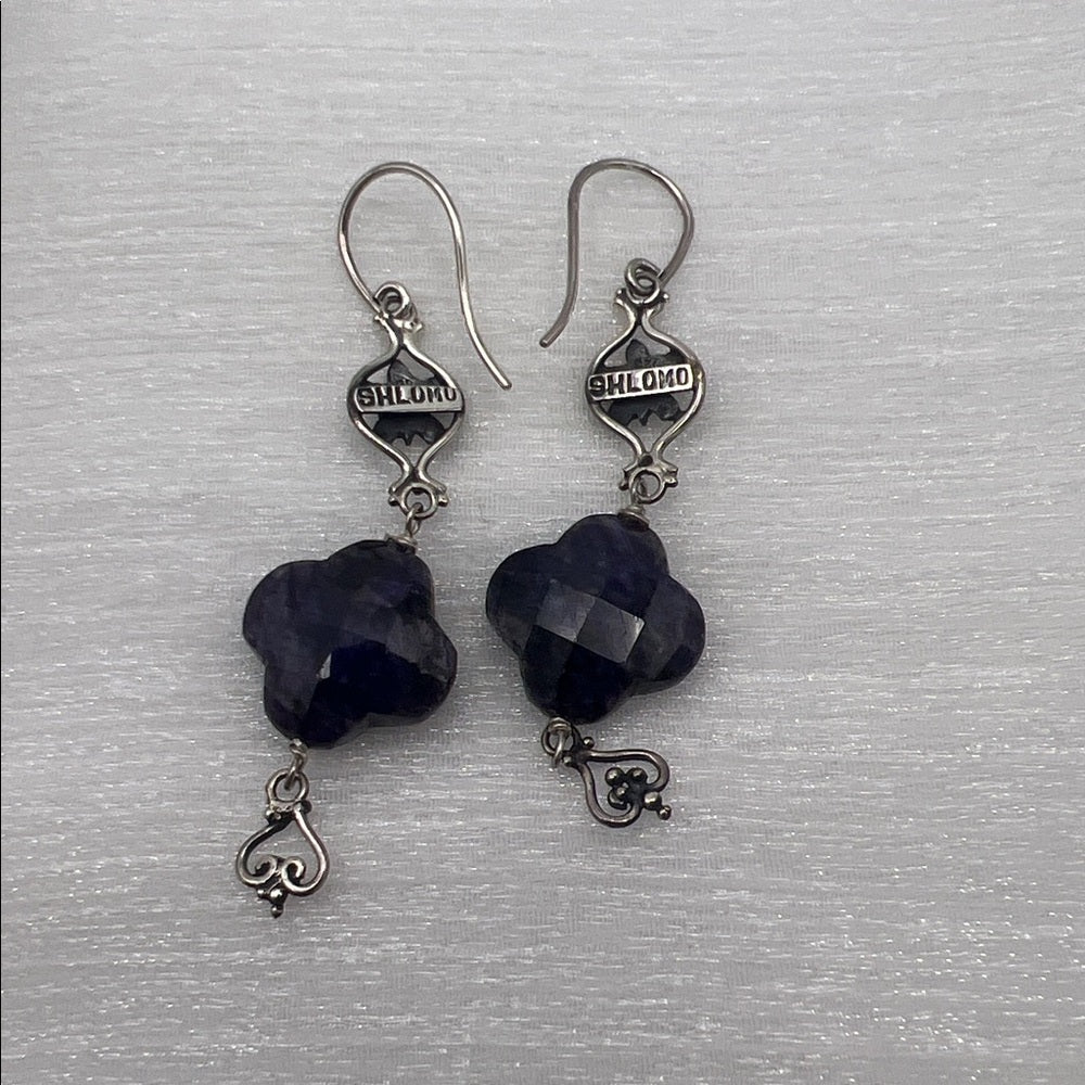 Sapphire Clover S925 Dangle Earrings