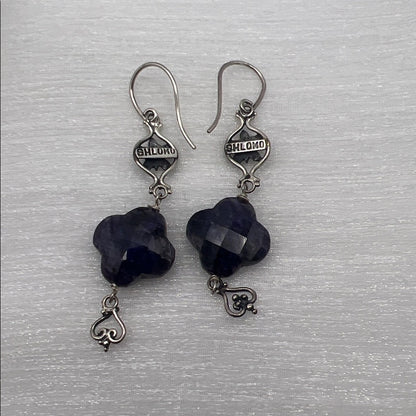Sapphire Clover S925 Dangle Earrings
