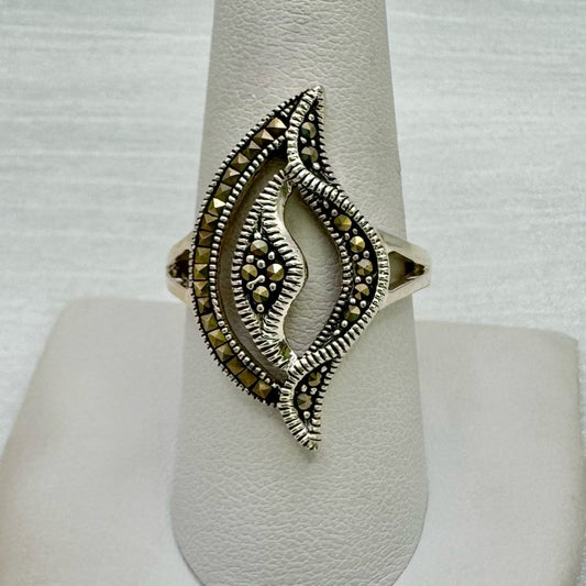 Marcasite Twisted Leaf Ring