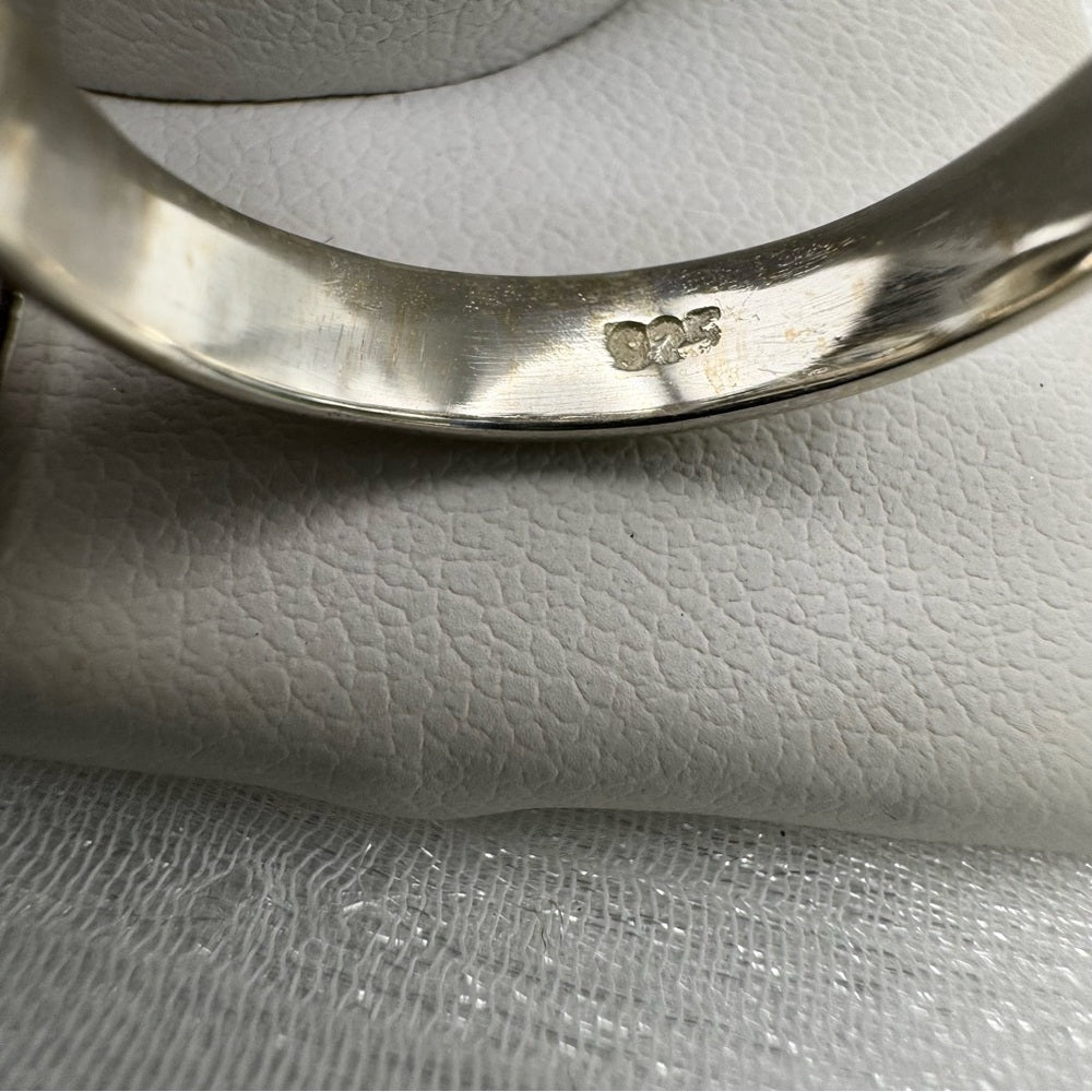 S925 Herkimer Quartz and Black Tourmaline Ring