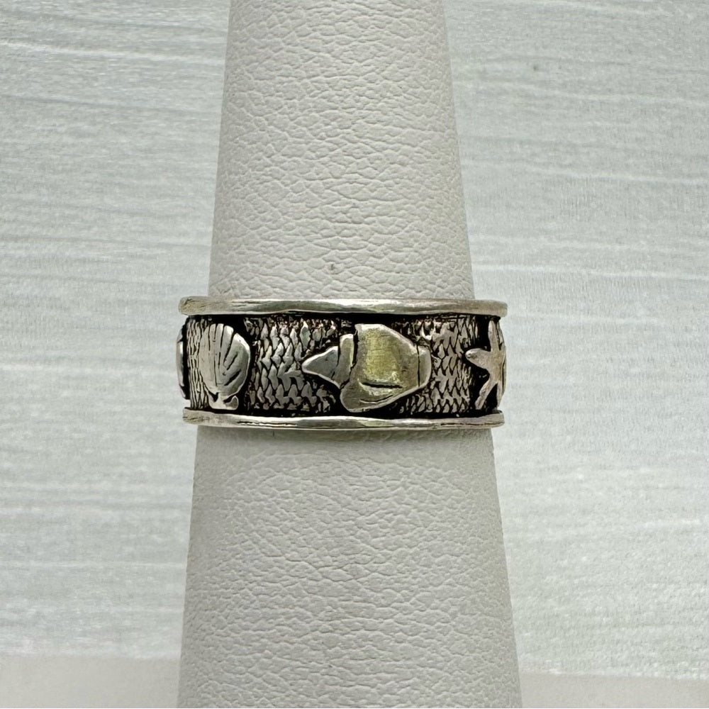 S925 Shell Stamped Ring