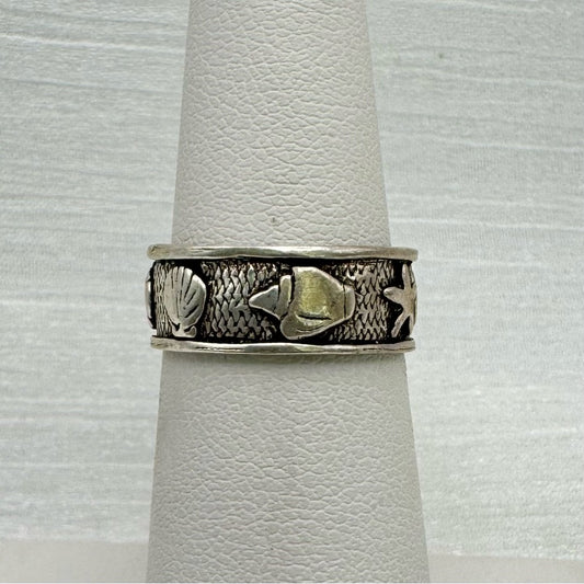S925 Shell Stamped Ring