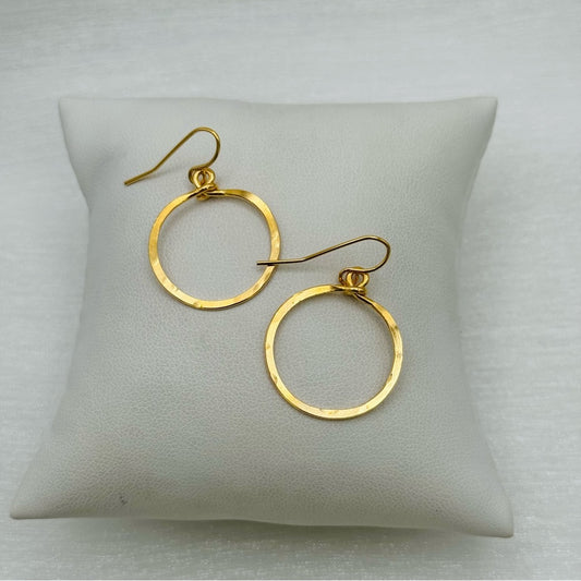 #50 Gold Handmade Hammered Circle Dangle Earrings