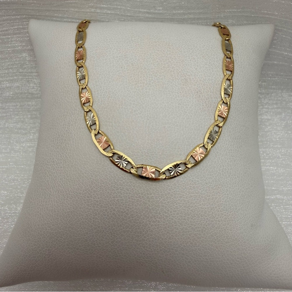 Solid 14k Gold Diamond Cut Tri Color Mariner