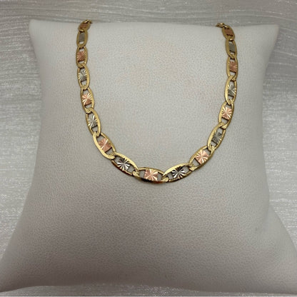 Solid 14k Gold Diamond Cut Tri Color Mariner