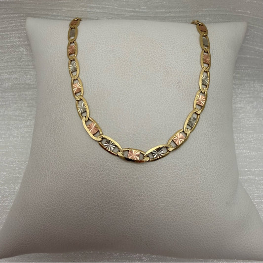 Solid 14k Gold Diamond Cut Tri Color Mariner